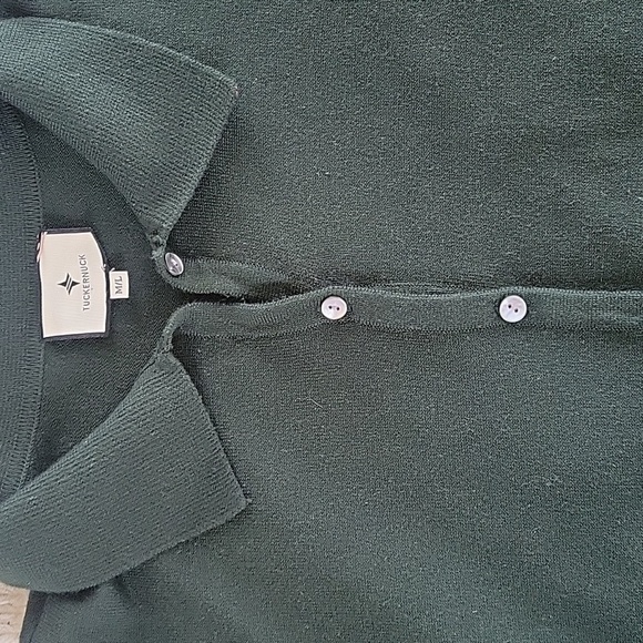 Tuckernuck Dark Green Clayton Knit Polo 3/4 Sleeves Linen Women Sz M/L - Picture 13 of 16